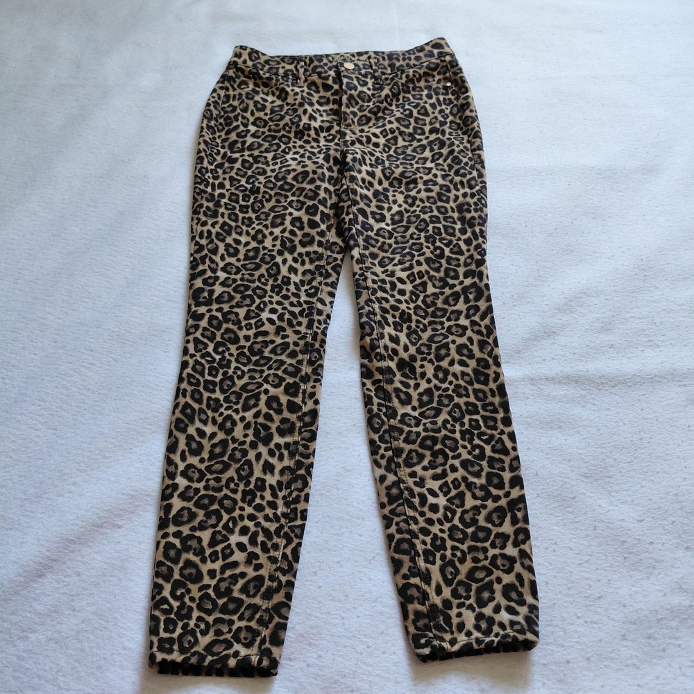 White House Black Market Womens Leopard Jeans Size 2 Skinny Ankle Brown Animal